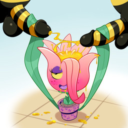balls big_head bodily_fluids colored_cum cum cum_on_head cumshot double_handjob dripping drooling ejaculation faceless_character faceless_male female flavored_cum floor flying food genital_fluids genitals gradient_background group group_sex half-closed_eyes handjob honey_(food) honey_cum humanoid_genitalia humanoid_penis leaf looking_pleasured male male/female narrowed_eyes no_pupils not_furry_focus open_mouth orgasm penile penis plant plant_pot potted_plant saliva sex simple_background striped_genitalia striped_penis stripes symmetry threesome tile tile_floor trio unusual_bodily_fluids unusual_cum unusual_genital_fluids yellow_cum yellow_sclera lonbluewolf bitkiz arthropod bee elemental_creature flora_fauna hymenopteran insect 1:1 2017 hi_res