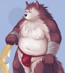 asian_clothing belly bulge clothing east_asian_clothing fundoshi humanoid_hands japanese_clothing male moobs navel nipples overweight overweight_male scar simple_background solo underwear lako sega shining_(sega) shining_force shining_wind rouen_(shining) canid canine canis mammal wolf 2008