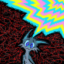 :3 anthro blue_body blue_fur blue_nose fur looking_at_viewer male solo toony demensa emil_(demensa) canid canine canis coyote domestic_dog mammal 1:1 2025 colorful_theme digital_media_(artwork) half-length_portrait hi_res pixel_(artwork) portrait