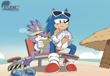 annoyed anthro beach big_penis blush bodily_fluids clothing cum duo eyewear feet female foot_fetish foot_play footjob footwear genital_fluids genitals hat headgear headwear male male/female penile penis sandals sex shoes soles sun_hat sunglasses thought_bubble toes two-footed_footjob arts_eidolon sega sonic_the_hedgehog_(series) blaze_the_cat sonic_the_hedgehog eulipotyphlan felid feline hedgehog mammal hi_res