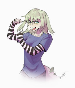 5_fingers anthro blue_eyes claws eyelashes female finger_claws fingers green_hair hair long_sleeves long_tail looking_at_viewer open_mouth pale_body pale_scales simple_background snout solo spiked_tail spikes spikes_(anatomy) tail twintails_(hairstyle) white_background tendocake cavemanon_studios snoot_game cynthia_(snoot_game) dinosaur ornithischian prehistoric_species reptile scalie stegosaurian stegosaurus thyreophoran 2025 absurd_res digital_drawing_(artwork) digital_media_(artwork) hi_res