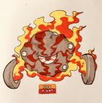 2018 alternate_color alternate_species ambiguous_gender angry black_eyes bloodshot_eyes elemental_creature english_text fakemon fire fire_creature firefightdex front_view full-length_portrait generation_4_pokemon grey_body hatching_(art) hi_res machine magnezone marco_fanjul marker_(artwork) metallic_body mineral_fauna mixed_media multi_eye multicolored_body nintendo not_furry pen_(artwork) pokemon pokemon_(species) portrait red_body red_eyes red_stripes robot shaded shadow simple_background solo striped_body stripes text toony traditional_media_(artwork) two_tone_body white_background