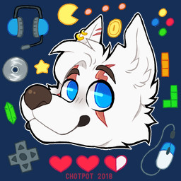 ambiguous_form blue_eyes brown_eyebrows brown_nose cheek_tuft closed_smile coin compact_disc computer_mouse ear_piercing ear_ring ear_scar electronics eye_scar eyebrows facial_scar facial_tuft fur gold_(metal) gold_ear_ring hair headphones heart_symbol light male mouth_closed notched_ear outline pac-dot piercing pushbutton ring_piercing rupee scar short_hair simple_background smile solo star_(shape) tan_scar text transparent_background tuft white_body white_fur white_hair white_outline cyberdaydream bandai_namco pac-man_(series) tetris pac-man purge_(dizmal) canid canine mammal pac-person 1:1 2018 alpha_channel artist_name colored dated digital_drawing_(artwork) digital_media_(artwork) english_description headshot_portrait icon lighting portrait shaded