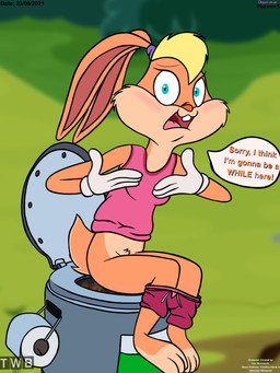 anthro apology being_watched bottomwear bottomwear_down camping clothed clothing crotch_tuft explanation feces feces_in_ass feces_in_toilet female forest forest_background looking_at_another nature nature_background panties panties_down pants pants_down partially_clothed plant pooping portapotty potty pubes public public_exposure sitting sitting_on_toilet solo toilet toilet_paper toilet_use tree tuft underwear underwear_down walk-in thedispenser69 looney_tunes warner_brothers lola_bunny lagomorph leporid mammal rabbit hi_res