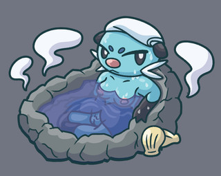 anthro bath blue_body breasts droplets female genitals nipples nude shell simple_background sitting solo steam towel towel_on_head vulva maskedfurry nintendo pokemon dewott generation_5_pokemon mammal mustelid otter pokemon_(species) hi_res