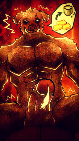 anthro balls barazoku big_muscles big_pecs big_penis blush bodily_fluids cum duo ejaculation empty_eyes erection eye_scar facial_scar first_person_view genital_fluids genitals gesture humanoid_genitalia humanoid_penis male male/male moan mostly_offscreen_character mostly_offscreen_male muscular muscular_anthro muscular_male musk nipples pecs penetration penis scar sex solo_focus text theanzelart microsoft minecraft mojang xbox_game_studios mammal piglin suine 9:16 hi_res