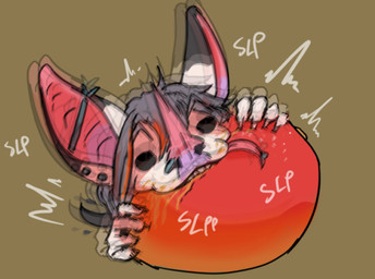 ambiguous_gender anthro derp_eyes eating food fruit happy mango_(fruit) plant silly_face solo tongue tongue_out destruteka echo_(knoxbat) bat mammal sketch