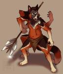 4_arms 4_legs anthro bottomwear clothing loincloth male multi_arm multi_leg multi_limb plantigrade solo staff standing weapon filthdog canid canine canis hybrid mammal wolf hi_res