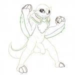 1:1 anthro balls chesnaught chest_tuft claws foreskin generation_6_pokemon genitals half-erect hi_res looking_at_viewer male mammal monochrome muscular muscular_anthro muscular_male nintendo nude penis pokemon pokemon_(species) posexe simple_background smile solo tuft white_background