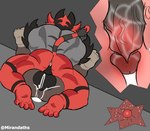 anthro anus balls big_balls bodily_fluids cum cum_inside duo feet from_front_position generation_7_pokemon generation_8_pokemon genital_fluids genitals hi_res impregnation incineroar internal leaking leaking_cum male male/male mating_press mirandaths muscular muscular_male nintendo ovum penis pokemon pokemon_(species) pregnant pregnant_male prostate prostate_stimulation rillaboom sex sperm_cell vein veiny_penis