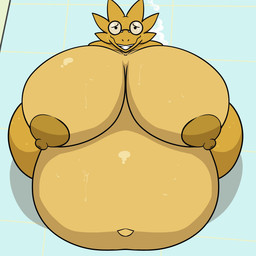 after_inflation after_sex anthro areola beady_eyes belly belly_inflation big_areola big_belly big_breasts bodily_fluids breasts cum cum_ballooning cum_inflation cum_inside cum_on_ground excessive_cum excessive_genital_fluids eyewear female floor genital_fluids glasses glistening glistening_body grin high-angle_view huge_belly huge_breasts huge_hips hyper hyper_belly hyper_breasts hyper_hips hyper_inflation inflation inside looking_at_viewer looking_up looking_up_at_viewer navel nervous nipples non-mammal_breasts non-mammal_nipples nude obese obese_anthro obese_female outie_navel overweight overweight_anthro overweight_female scales smile solo sweat thick_thighs tile tile_floor wide_hips yellow_areola yellow_belly yellow_body yellow_breasts yellow_nipples yellow_scales iandragonlover undertale undertale_(series) alphys lizard reptile scalie 1:1 hi_res