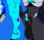 animal_genitalia anthro ball_tuft balls black_background black_body black_fur blue_body bodily_fluids bone chest_spike claws countershade_torso countershading crotch_focus duo faceless_anthro faceless_character faceless_male fur genital_fluids genital_scar genitals grey_body grey_fur hand_on_hip hand_on_partner leaking_precum male male/male no_shading penis penis_tip precum presenting presenting_balls presenting_penis presenting_sheath purple_penis scar sheath sheath_focus simple_background spikes spikes_(anatomy) teal_penis tuft void_lizard mythology skullamander_(void_lizard) void_(void_lizard) dragon mammal mythological_creature mythological_scalie scalie undead 2025 colored digital_drawing_(artwork) digital_media_(artwork) signature