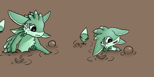 anthro asphyxiation black_eyes brown_background bubble death drowning eyebrows feathers fur green_body green_eyebrows green_feathers green_fur male mud open_mouth simple_background sinking solo tail teeth walking winged_arms wings worried orivee levi_(fatcat4t4) avali hi_res
