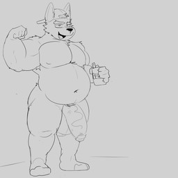 5_fingers alcohol anthro balls barazoku beer belly beverage beverage_can big_balls big_penis clothing fingers flexing foreskin fur genitals growth hat headgear headwear huge_balls huge_penis humanoid_genitalia humanoid_penis hyper hyper_balls hyper_genitalia hyper_penis looking_at_viewer male muscular muscular_anthro muscular_male nipples nude penis satechi(oc) simple_background solo vein veiny_penis satechimain canid canine canis fox mammal 1:1 absurd_res digital_media_(artwork) hi_res monochrome