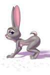 all_fours anthro areola athletic athletic_anthro athletic_female breasts butt female fur grey_body grey_fur looking_at_viewer nipples nude pink_nipples pink_nose presenting presenting_hindquarters purple_eyes scut_tail short_tail small_breasts solo tail shvarno disney zootopia judy_hopps lagomorph leporid mammal rabbit 2:3 absurd_res hi_res