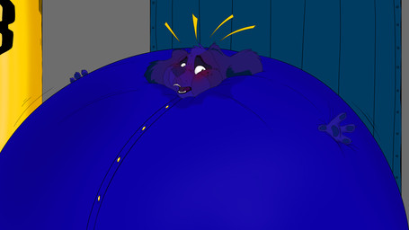 ambiguous_gender anthro belly belly_expansion big_belly blue_body blue_fur blueberry_inflation blush body_inflation claws clothed clothing expansion fur huge_belly hyper hyper_belly hyper_inflation immobile inflation inside looking_down looking_down_at_self motion_lines open_mouth round_body solo spherical_inflation sunken_head sunken_limbs swollen_cheeks teeth tongue worried tumble-dry willy_wonka_and_the_chocolate_factory canid canine canis domestic_dog mammal 16:9 2026 hi_res widescreen