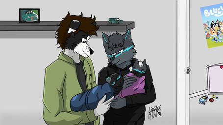 anthro clothing duo female female/female green_clothing hoodie male male/male poster topwear toy_car young loganhilux34 bluey_(series) gjall_(gjallarhorn) logan_(loganhilux34) border_collie canid canine canis collie domestic_dog herding_dog husky mammal nordic_sled_dog pastoral_dog sheepdog spitz 16:9 widescreen