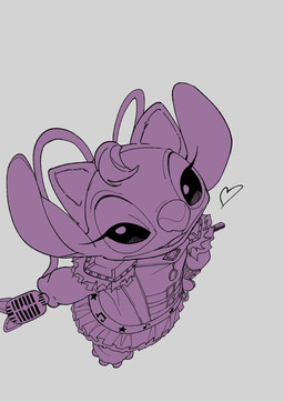 4_toes antennae_(anatomy) anthro biped bracelet clothed clothed_anthro clothed_female clothing electronics eyelashes fake_cat_ears fake_ears feet female grey_background hand_on_hip heart_symbol high-angle_view holding_microphone holding_object jewelry long_antennae long_eyelashes looking_at_viewer microphone musical_note musical_symbol open_mouth open_smile simple_background smile solo standing star symbol toes zunda_d2002 disney lilo_and_stitch angel_(lilo_and_stitch) alien experiment_(lilo_and_stitch) 2025 digital_drawing_(artwork) digital_media_(artwork) hi_res restricted_palette