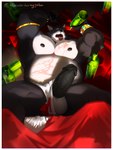 alcohol anthro balls barazoku bedding belly beverage big_penis blanket bottomwear bulge clothing drunk erection fur genitals grey_body grey_fur jewelry loincloth lying male messy_room muscular muscular_anthro muscular_male nipples nude on_back overweight overweight_anthro overweight_male pecs penis slightly_chubby solo subligaculum substance_intoxication vein veiny_penis wine wine_bottle the_wandering_jake adastra adastra_(series) echo_project amicus_(adastra) canid canine canis mammal wolf 3:4 absurd_res detailed full-length_portrait hi_res portrait