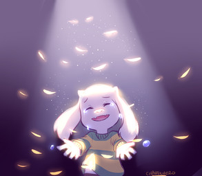 anthro bodily_fluids crying fur male petals solo tears white_body white_fur young young_anthro chaoticshero undertale undertale_(series) asriel_dreemurr bovid caprine goat mammal