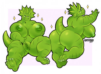 3_horns 4_fingers 4_toes anthro areola big_breasts big_butt breast_squish breasts butt eyeshadow facial_horn feet female fingers frill_(anatomy) genitals green_areola green_body green_eyeshadow green_nipples green_skin green_tail green_vulva hand_on_breast horn huge_breasts makeup multi_horn nipples no_pupils non-mammal_breasts non-mammal_nipples nose_horn nude presenting presenting_hindquarters raised_tail rear_view ridges sitting smile smiling_at_viewer solo sparkles spread_legs spread_vulva spreading squish tail thick_thighs toes vulva schwarzfox dc_comics jurassic_league_(dc) wonder_woman wonderdon_(jurassic_league) ceratopsian ceratopsid chasmosaurine dinosaur marginocephalian ornithischian prehistoric_species reptile scalie triceratops hi_res signature