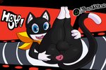 3_toes 4_fingers anthro anus balls bent_arm big_butt black_balls black_body black_fur blue_eyes butt clothing dipstick_tail extended_legs feet feet_together femboy fingers fondling fur gameplay_mechanics genitals hand_on_butt hand_on_leg hand_on_own_butt hand_on_own_leg hand_on_own_thigh hand_on_thigh holding_butt holding_leg holding_thigh huge_butt inner_ear_fluff kerchief knock-kneed legs_in_air legs_together legs_up looking_at_viewer lying male markings mask multicolored_tail on_back open_mouth pink_anus presenting presenting_anus raised_shoulders self_fondle solo squeezing tail tail_markings text thick_thighs toes tuft white_body white_fur yellow_clothing yellow_kerchief not_safe_for_reality atlus megami_tensei megami_tensei_persona persona_(series) persona_5 sega morgana_(persona) domestic_cat felid feline felis mammal tuxedo_cat 3:2 english_text