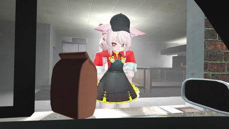 anthro appliance braided_hair buckteeth clothing dress ears_down fast_food fast_food_employee fast_food_uniform female food fridge gesture hair hat headgear headwear kitchen kitchen_appliance looking_at_viewer offscreen_character one_eye_closed paper_bag pivoted_ears red_eyes shitpost size_difference smaller_female solo talking_to_viewer teeth waving waving_at_viewer white_body white_hair wink winking_at_viewer izumi_ch. mihoyo zenless_zone_zero zhao lagomorph leporid mammal rabbit thiren 16:9 2026 3d_(artwork) 3d_animation animated digital_media_(artwork) hi_res meme short_playtime sound source_filmmaker_(artwork) webm widescreen