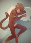 anthro balls biped brown_body brown_fur erection fur genitals humanoid_genitalia humanoid_penis lying male nude on_side penis solo tail patto solas_(lucentorb) haplorhine mammal monkey primate 2014 hi_res