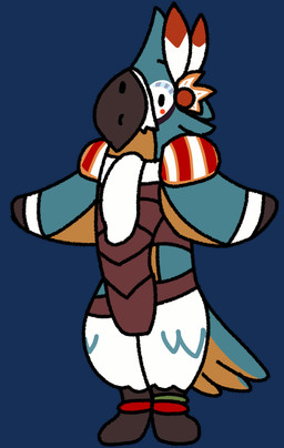 anthro armor beak blue_body blue_feathers clothed clothing dancing dot_eyes feathers feet leather leather_clothing male scarf simple_eyes solo talons toes stinkvali breath_of_the_wild nintendo the_legend_of_zelda kass_(tloz) avian bird rito animated