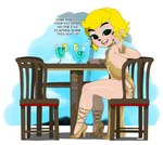 aged_up beverage chair clothed clothing container crossdressing cup dialogue ear_piercing femboy footwear furniture high_heels humanoid_pointy_ears jewelry male not_furry on_chair piercing pointy_ears shoes sitting sitting_on_chair solo text kae'est nintendo the_legend_of_zelda wind_waker toon_link humanoid hylian english_text hi_res url