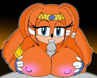 anthro big_breasts breast_play breasts duo female first_person_view looking_at_viewer male male/female nude sex titfuck metateen sega sonic_adventure sonic_the_hedgehog_(series) anon tikal_the_echidna humanoid absurd_res hi_res