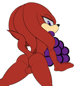 balls butt dreadlocks food fruit fur genitals grape looking_at_viewer male plant purple_eyes red_body red_fur short_tail solo tail thick_thighs conditional_dnp pantyranger sega sonic_the_hedgehog_(series) knuckles_the_echidna echidna mammal monotreme hi_res