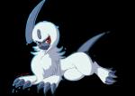 ambiguous_gender feral fur horn looking_at_viewer red_eyes simple_background solo white_body white_fur eryz nintendo pokemon absol generation_3_pokemon pokemon_(species) alpha_channel hi_res