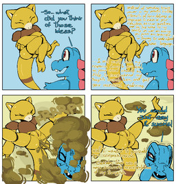 ambiguous_gender annoyed anthro black_eyebrows blue_body brown_body brown_fart_cloud butt casual_exposure color_coded_text dialogue disgust duo eyebrows eyelashes eyes_closed fangs fart fart_cloud farting_female farting_on_another farting_on_face female floating insult insulting_another looking_at_another looking_back looking_back_at_another naive narrowed_eyes one_eye_closed open_mouth open_smile puffy_vulva red_eyes smile sound_effects spread_legs spreading squint tail talking_to_another teeth text turned_away vowelless vowelless_sound_effect yellow_body yellow_tail anonymous_artist nintendo pokemon abra crocodilian generation_1_pokemon generation_2_pokemon pokemon_(species) reptile scalie totodile 2026 comic english_text