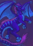 balls blue_body blue_fur feral fur genitals hair male purple_hair solo tail tailbutt amara_telgemeier mythology dragon furred_dragon furred_scalie mythological_creature mythological_scalie scalie 2016 cool_colors