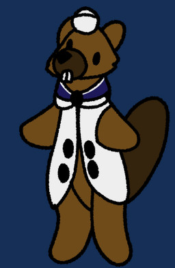 anthro brown_body brown_fur buckteeth clothing dancing dot_eyes fur hat headgear headwear male sailor_cap sailor_uniform shirt simple_eyes solo teeth topwear uniform stinkvali broadside_beach shipwrecked_64 bucky_beaver beaver mammal rodent animated