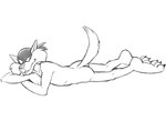 anthro butt crossed_arms male mask nude open_mouth simple_background smile solo white_background thegreatmatsutzu hanna-barbera swat_kats jake_clawson domestic_cat felid feline felis mammal black_and_white monochrome sketch