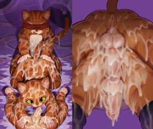 5_fingers after_anal after_anal_penetration anthro anthro_on_anthro anus backsack balls biped black_boots black_clothing black_footwear blindfold bodily_fluids boots butt cheek_tuft claws clothing cum cum_covered cum_drip cum_everywhere cum_on_arm cum_on_back cum_on_balls cum_on_butt cum_on_face cum_on_hand cum_on_leg cum_on_penis cum_on_tail dripping erection excessive_cum excessive_genital_fluids eyebrows faceless_anthro faceless_character faceless_male facial_tuft finger_claws fingers footwear fur genital_fluids genitals glans glistening glistening_eyes gloves_(marking) green_sclera group hand_on_another's_butt hand_on_butt humanoid_genitalia humanoid_penis inner_ear_fluff licking licking_lips licking_own_lips looking_at_viewer looking_up looking_up_at_viewer lying male male/male male_anthro markings messy mostly_nude mostly_nude_anthro mostly_nude_male multicolored_body multicolored_fur nude nude_anthro nude_male oral orange_body orange_fur orange_tail penile penis penis_lick pink_glans pink_nose raised_tail rear_view red_blindfold selfcest sex shoes square_crossover striped_body striped_fur striped_markings striped_tail stripes tail tail_markings tongue tongue_out trio tuft white_balls white_body white_eyebrows white_fur white_inner_ear_fluff white_penis pandarita dreamworks puss_in_boots_(franchise) evil_puss_(puss_in_boots) puss_dos_(puss_in_boots) puss_in_boots_(dreamworks) domestic_cat felid feline felis mammal tabby_cat 2024 absurd_res digital_media_(artwork) hi_res