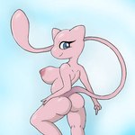 anthro breasts butt butt_focus female hand_on_leg long_tail looking_at_viewer nipples pink_body rear_view side_boob solo tail poraka7 nintendo pokemon generation_1_pokemon legendary_pokemon mew_(pokemon) pokemon_(species) 1:1