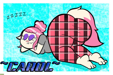 anthro ass_up big_butt blue_background bottomwear breasts butt clothed clothing dipstick_tail ears_down eyelashes eyes_closed eyeshadow female fur grey_clothing grey_topwear hair huge_butt makeup markings pants pattern_bottomwear pattern_clothing pattern_pants pink_body pink_fur pink_hair pivoted_ears purple_eyeshadow rear_view red_bottomwear red_clothing red_pants simple_background sleeping solo tail tail_markings tan_body tan_fur text thick_thighs topwear wide_hips k9xtoons carol_(k9xtoons) domestic_cat felid feline felis mammal hi_res