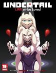 2015 anthro asriel_dreemurr_(god_form) black_sclera blue_eyes boss_monster_(undertale) bovid broken_heart caprine claws clothed clothing comic cover cover_art cover_page duo embrace english_text fangs female fur grin hair hi_res horn hug hugging_from_behind kabscorner locket lol_comments long_ears looking_at_viewer male mammal mature_female mother_(lore) mother_and_child_(lore) mother_and_son_(lore) parent_(lore) parent_and_child_(lore) parent_and_son_(lore) red_eyes robe sharp_teeth smile son_(lore) teeth text toe_claws toriel undertale undertale_(series) white_body white_fur white_hair
