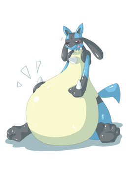 ambiguous_gender anthro belly big_belly biped blush overweight overweight_ambiguous overweight_anthro pink_eyes simple_background solo tongue tongue_out white_background dlrowdog nintendo pokemon canid generation_4_pokemon lucario mammal pokemon_(species) 2015 3:4 absurd_res hi_res