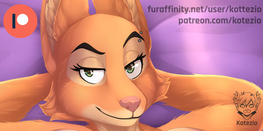 advertisement anthro eyebrow_piercing facial_piercing female fur looking_at_viewer orange_body orange_fur patreon_logo piercing simple_background smile solo text kotezio dreamworks patreon the_bad_guys diane_foxington canid canine canis fox mammal 2022 cropped digital_media_(artwork) hi_res preview url