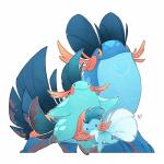 ambiguous_gender group orange_sclera outline simple_background white_background white_outline zesty nintendo pokemon generation_3_pokemon marshtomp mudkip pokemon_(species) swampert 1:1 absurd_res hi_res