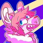 1:1 2017 abstract_background ambiguous_gender anthro blue_eyes canid canine canis cel_shading colorful_theme digital_drawing_(artwork) digital_media_(artwork) domestic_dog fur hair happy headshot_portrait icon inner_ear_fluff jaspering mammal open_mouth open_smile pink_body pink_fur pink_hair portrait shaded smile snout solo teeth tongue tuft whisker_spots white_body white_fur white_inner_ear white_inner_ear_fluff