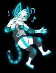 2017 alpha_channel anthro black_nose blue_blush blue_eyes blue_markings blue_outline blush blush_stickers digital_drawing_(artwork) digital_media_(artwork) domestic_cat electrical_plug_tail felid feline felis flat_colors fur gesture glowing glowing_ears glowing_pawpads hand_gesture hi_res hindpaw jaspering machine male mammal markings musical_note one_eye_closed outline pawpads paws plantigrade robot simple_background smile solo transparent_background v_sign whisker_spots white_body white_fur wink