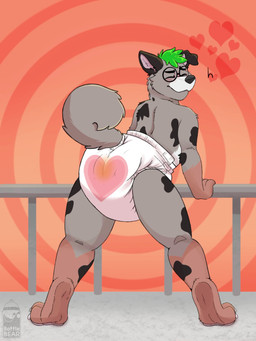 anthro big_diaper clothed clothing diaper feces grunting male pooping soiled_diaper soiling soiling_diaper solo sound_effects spread_legs spreading unclean_diaper used_diaper using_diaper wearing_diaper bottlebear sound_warning australian_shepherd canid canine canis domestic_dog herding_dog mammal pastoral_dog sheepdog absurd_res animated hi_res short_playtime sound video