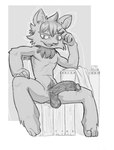 anthro balls big_penis cocky cocky_smile darkened_balls darkened_genitalia darkened_penis genitals humanoid_genitalia humanoid_penis male penis pubes saggy_balls sauna scruffy simple_background sitting smug solo spread_legs spreading stubble tuft tufted_ears vein veiny_penis bbgg_(artist) league_of_legends riot_games tencent teemo_the_yiffer yordle greyscale hi_res monochrome