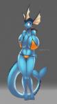 absurd_res anthro anthrofied big_breasts bikini breasts cladz clothing crystal_(blitza) eeveelution fan_character female generation_1_pokemon hi_res huge_breasts hyper hyper_breasts nintendo nipple_outline pokemon pokemon_(species) pokemorph pupils simple_background slit_pupils solo standing swimwear tail two-piece_swimsuit vaporeon wide_hips xaenyth