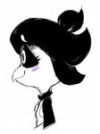 alternate_universe anthro apron black_hair blush clothing female hair looking_away name_tag simple_background smile solo white_background fatz_geronimo dreemurr_reborn undertale undertale_(series) cheerie avian bird monster bust_portrait portrait